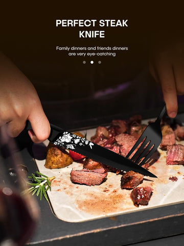 Stapava black silverware set with 8 dinner spoons for comfortable meals