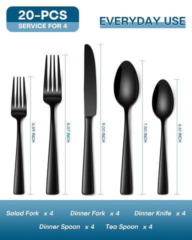 Stapava black silverware set dinner forks offering balanced handling and durability