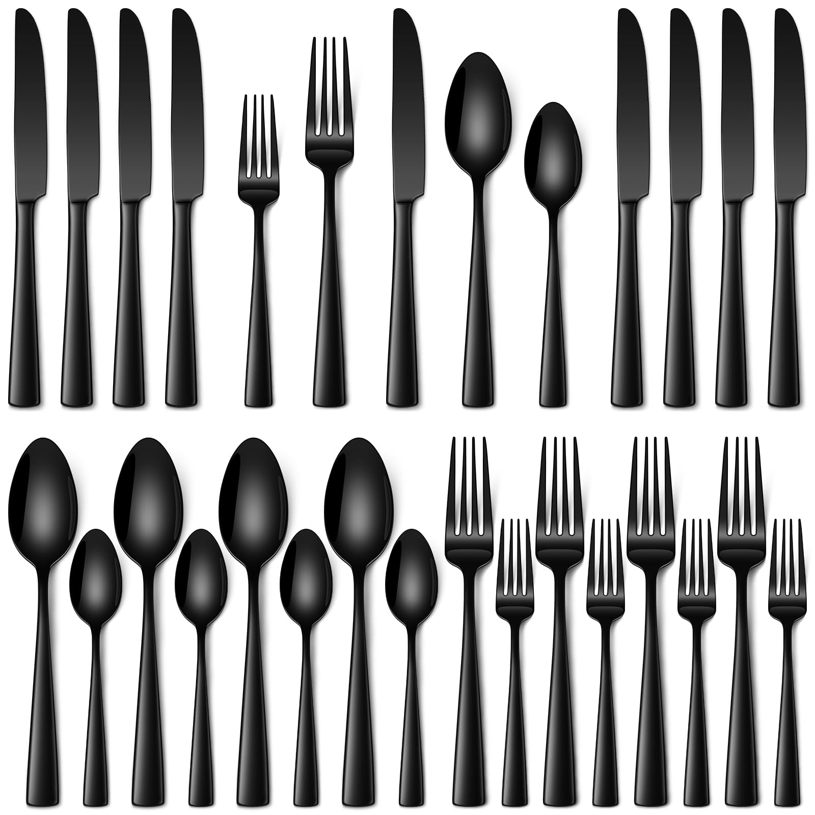 Stapava black silverware set dinner knives with mirror finish for precise everyday cutting