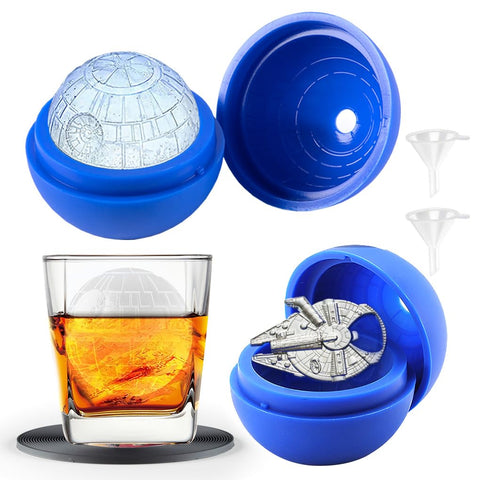 Star Wars Death Star ice cube mold creates two large spheres for cocktails.