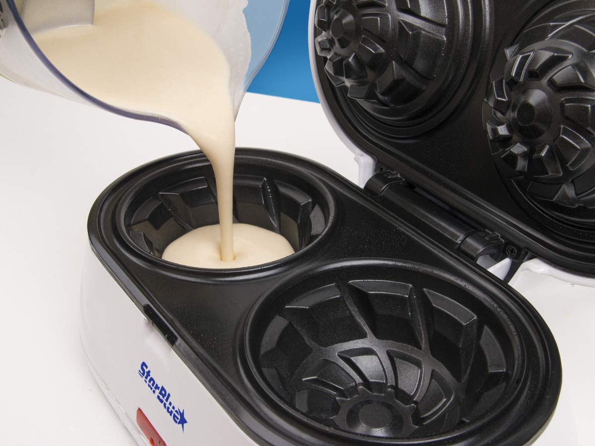 StarBlue dual bowls design ready for serving two waffles at once