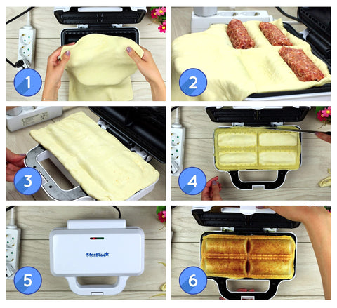 StarBlue Sausage Roll Maker non-stick coating eases cleaning.