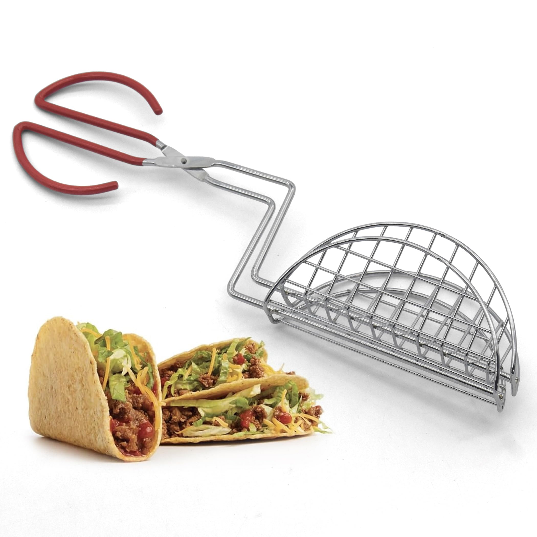 StarBlue Taco Shell Tongs with a 6-inch grip for secure, precise frying.