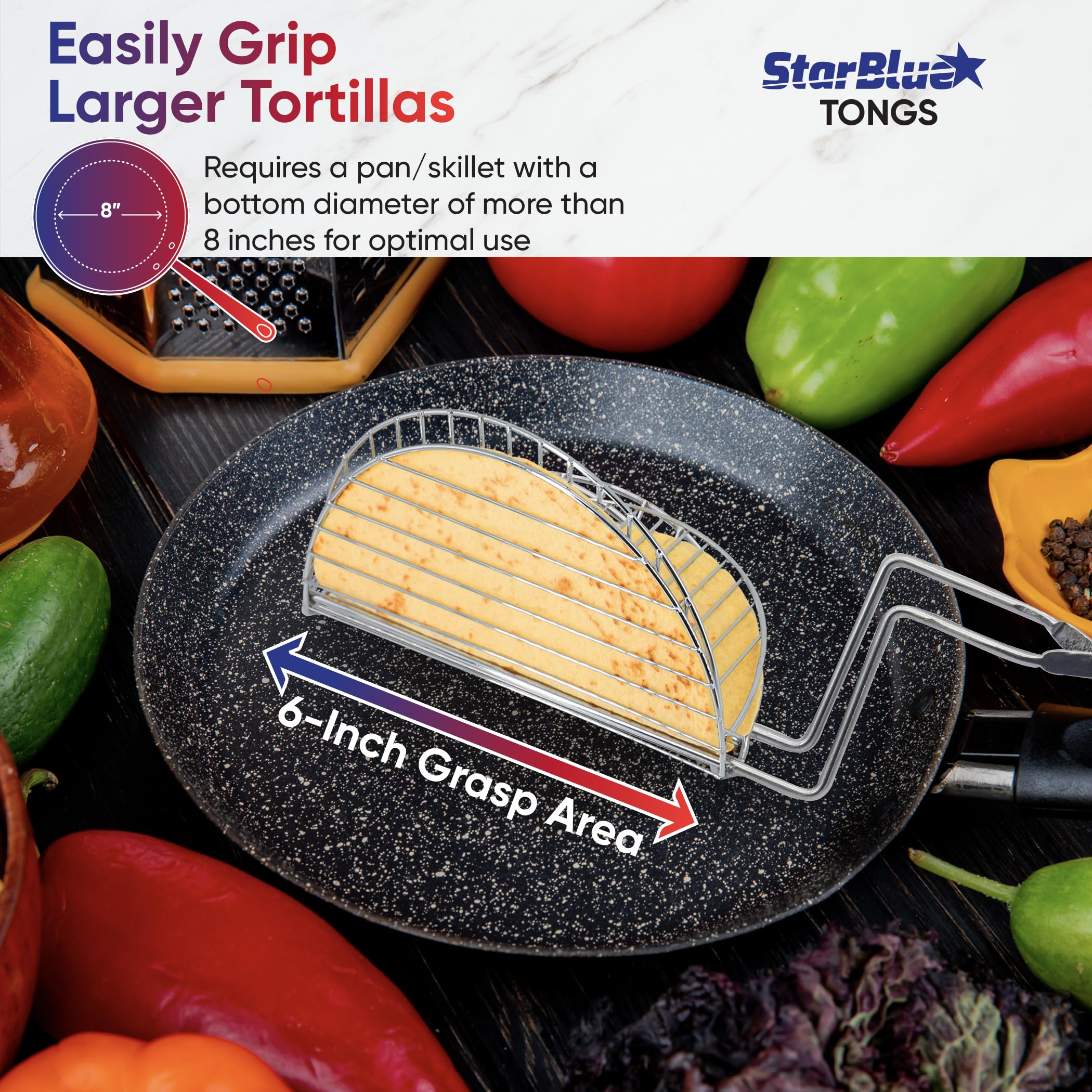 StarBlue Taco Shell Tongs provide even, crispy shells for restaurant-quality results.