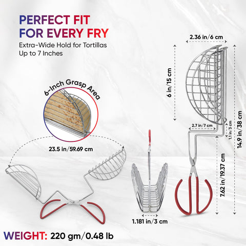 StarBlue Taco Shell Tongs are dishwasher-safe for quick cleanup after frying.
