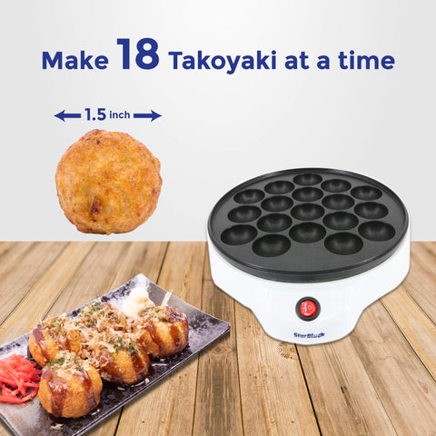 StarBlue Takoyaki Maker compact design fits on counters and shelves.