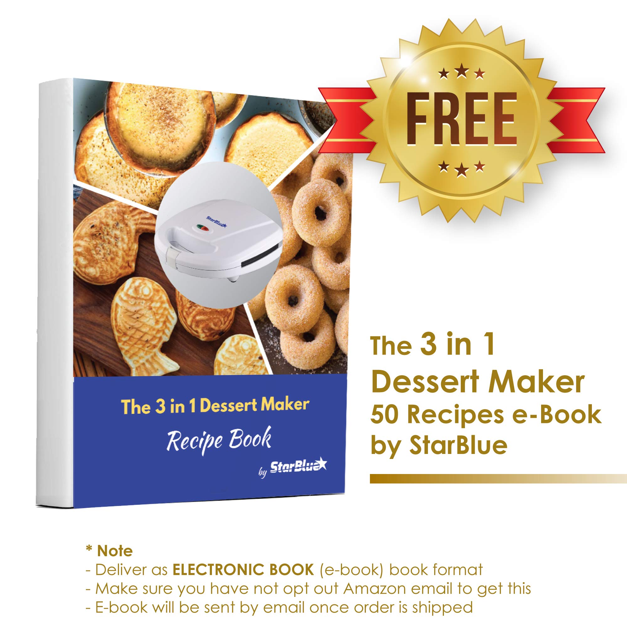 StarBlue white dessert maker fits stylishly on kitchen counters.