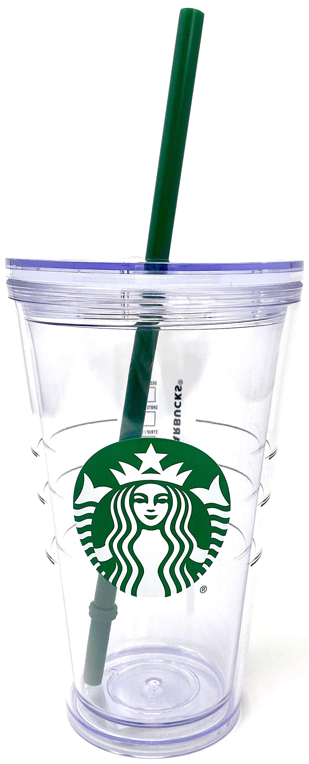Starbucks 16oz plastic cold cup with straw ideal for iced drinks