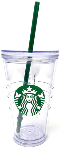 Starbucks 16oz plastic cold cup with straw ideal for iced drinks