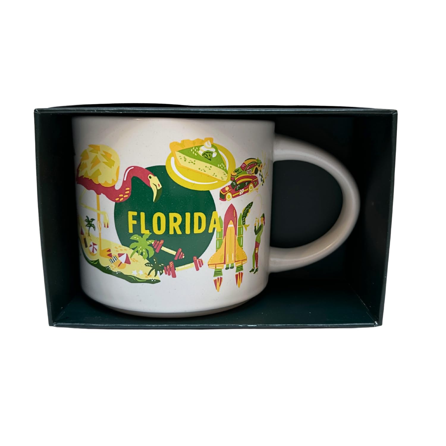 Starbucks Discovery Florida ceramic mug with yellow accent brightens desk or kitchen setups.