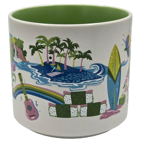 Starbucks Hawaii Discovery Series mug travel theme on ceramic surface
