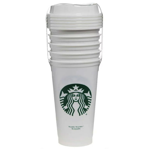 Starbucks reusable cup with lid showing secure spill resistant seal for busy mornings