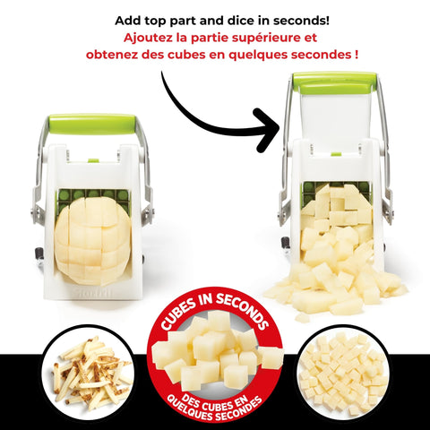Starfrit Pro Fry Cutter & Cuber detachable parts simplify cleaning after meal prep.