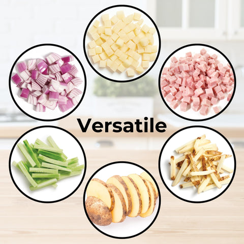 Starfrit Pro Fry Cutter & Cuber dices veggies into consistent cubes for quick meals.