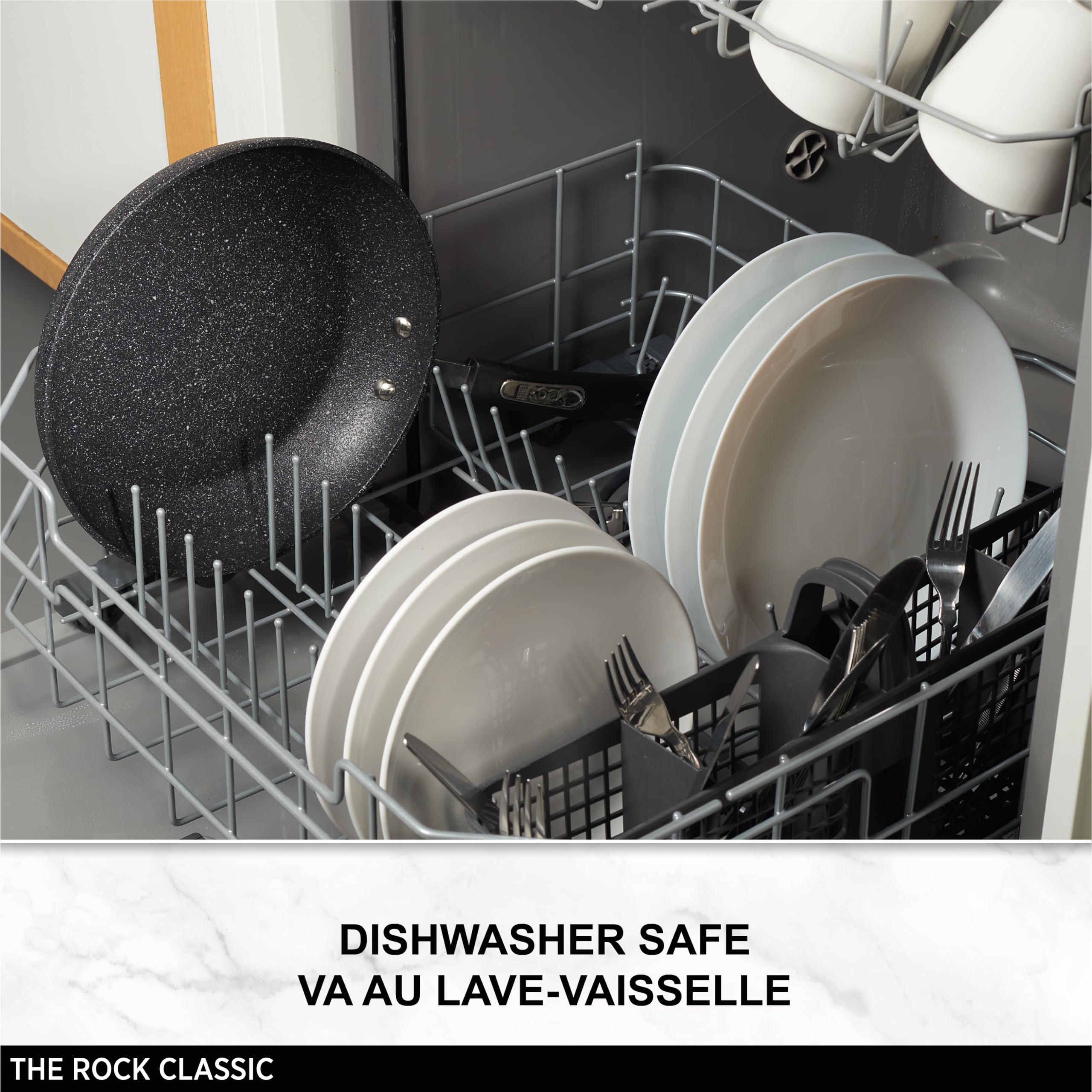 Starfrit 20cm pan works on gas, electric, ceramic, and halogen stovetops.