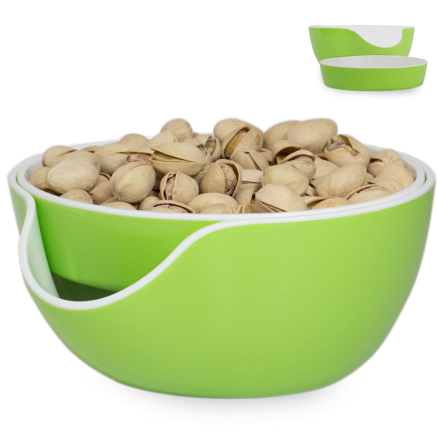 Stargoods Pistachio Bowl with seed disposal keeps snack area tidy
