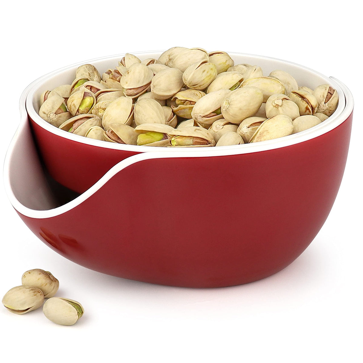 Stargoods Pistachio Bowl seed-pit dispense keeps surfaces clean while snacking.