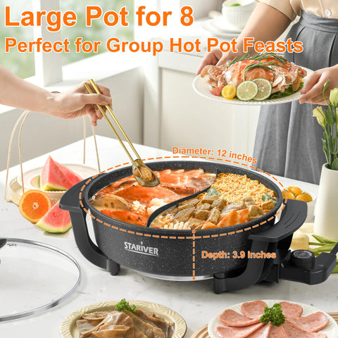Stariver dual-flavor divider shown for two broths side by side.