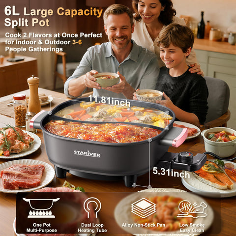 Stariver dual-flavor hot pot showing separate tastes without mixing.