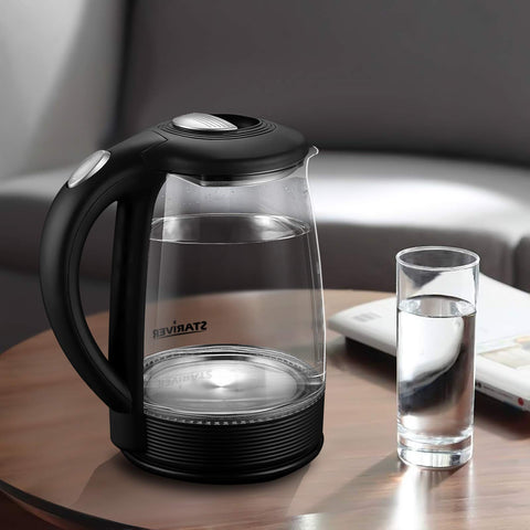 Stariver Electric Kettle cool-touch handle reduces risk while pouring hot water.