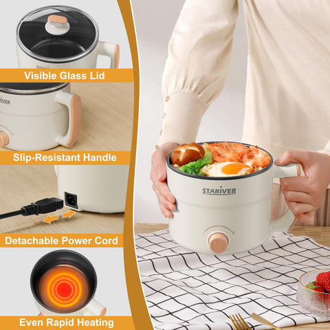 Stariver ergonomic handle and heat-resistant lid for safe monitoring