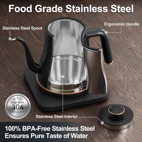 Stariver gooseneck kettle handle-ergonomic showing comfortable grip during pouring.