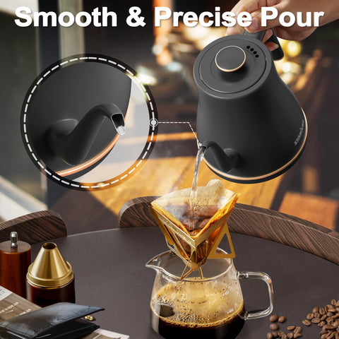 Stariver gooseneck kettle one-touch-switch for simple, quick operation.