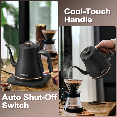 Stariver gooseneck kettle safety-auto-shutoff adds peace of mind during use.