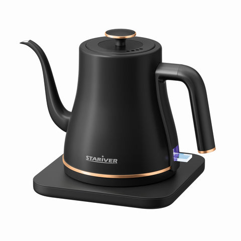 Stariver gooseneck kettle spout close-up for precise pour-over coffee.