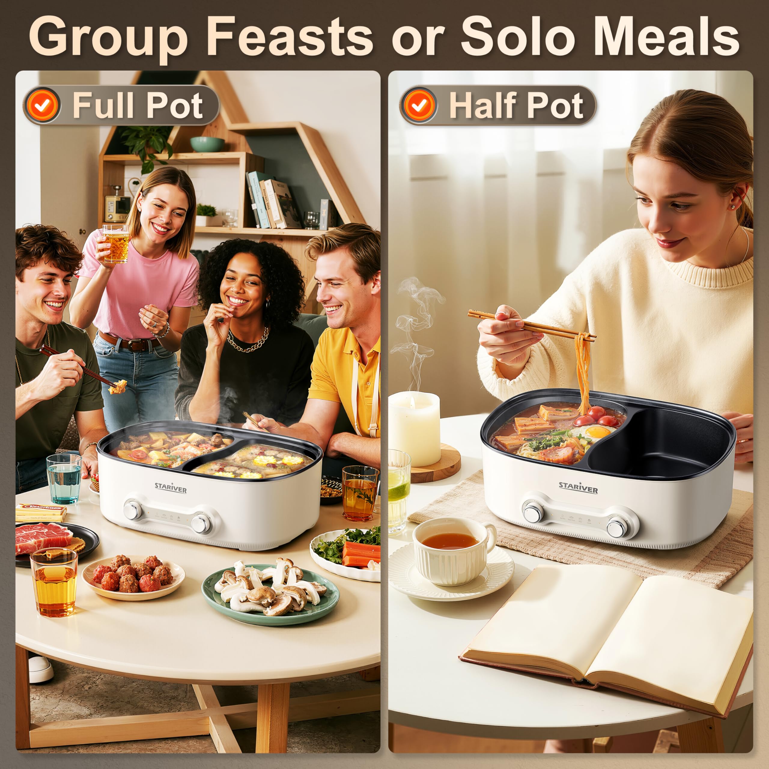 Stariver one-piece construction minimizes seams that trap food for quick cleanup