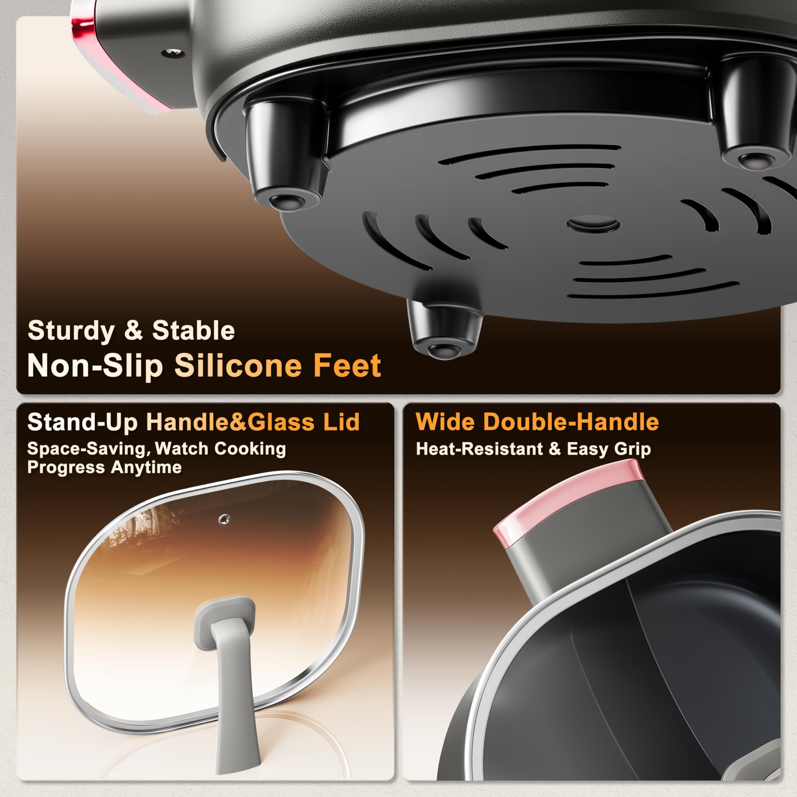 Stariver tempered-glass lid for monitoring cooking.