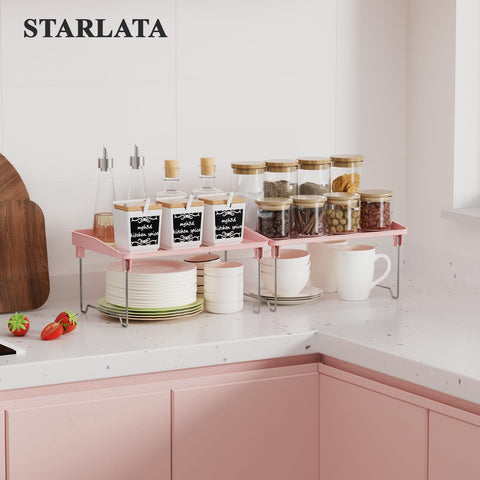 STARLATTA 2pcs spice rack organizer side view highlighting vertical stacking