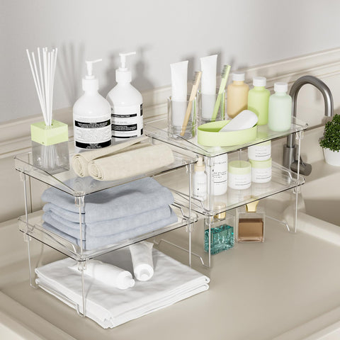 STARLATTA clear makeup and desk shelf keeps items visible and accessible.