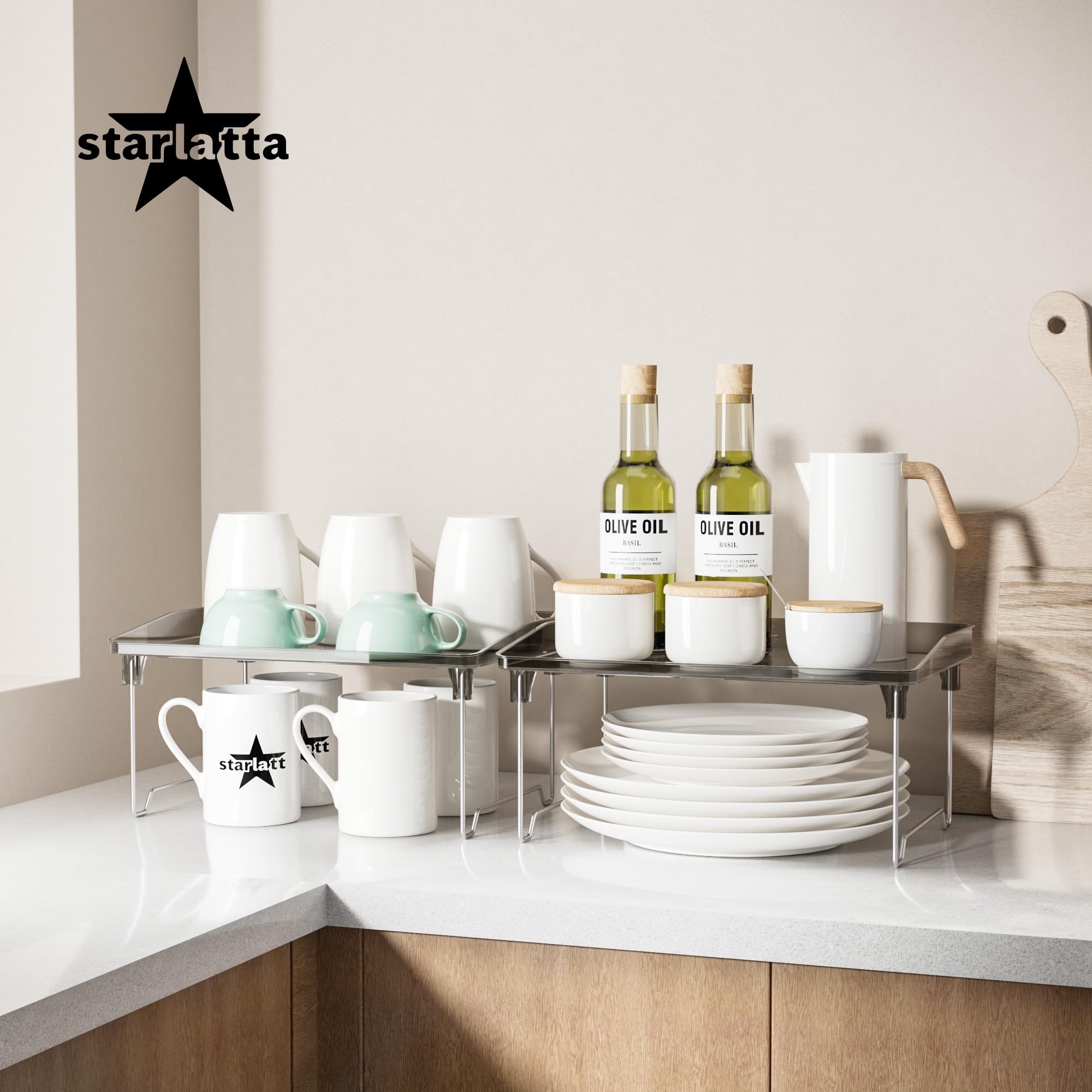 STARLATTA foldable stackable spice rack showcases space saving on kitchen counter