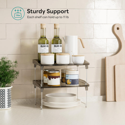 STARLATTA kitchen counter shelf holding jars, condiments, and small essentials