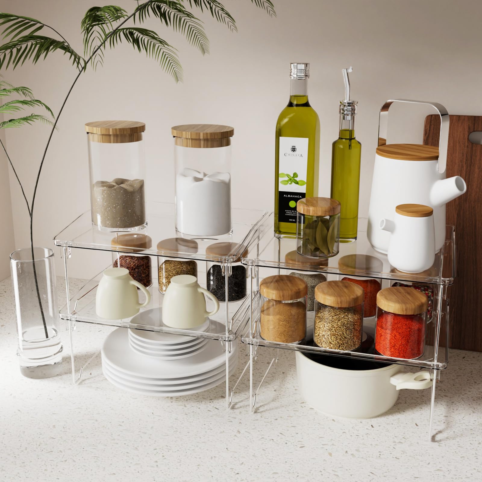 STARLATTA spice rack organizer showcases bottles clearly for quick kitchen access.