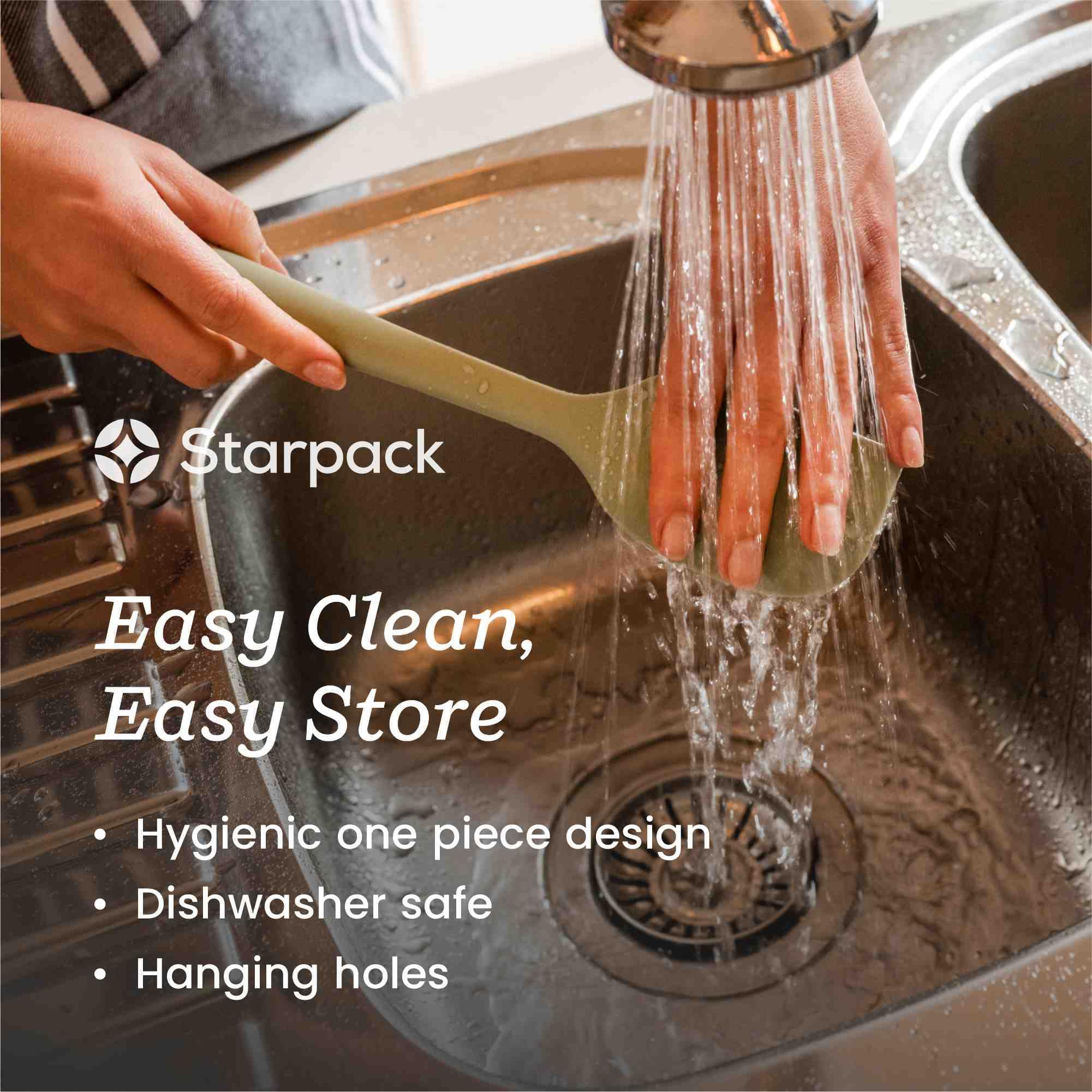 StarPack Home All Rounder spoonula shown dishwasher-safe for easy cleanup.