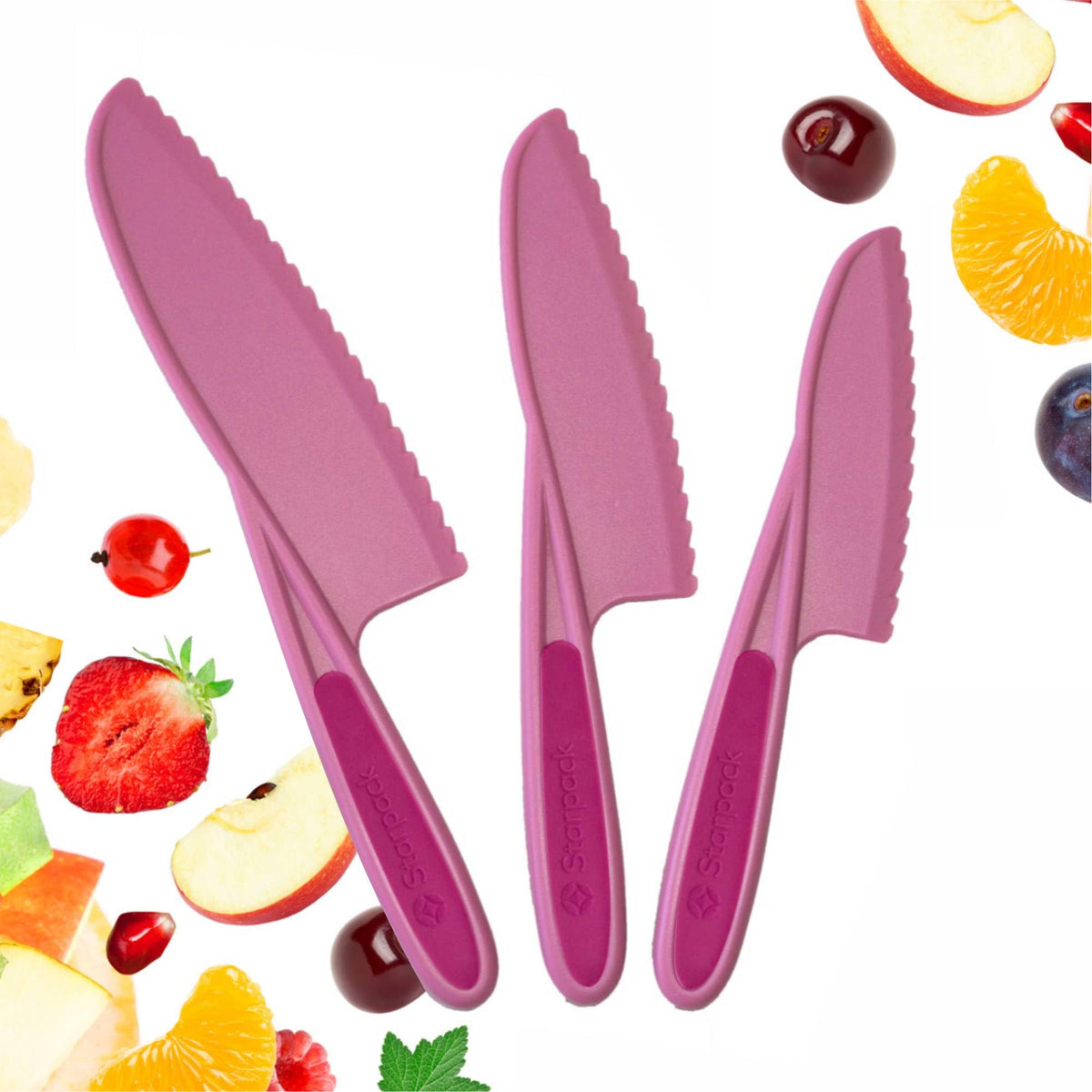 StarPack Finger Loving knife set in vibrant colors for safe, real cooking with kids