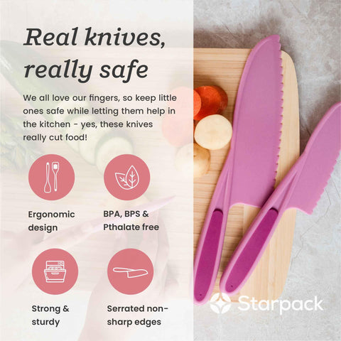 StarPack Finger Loving silicone upgrade knives offer durable, kid-friendly materials
