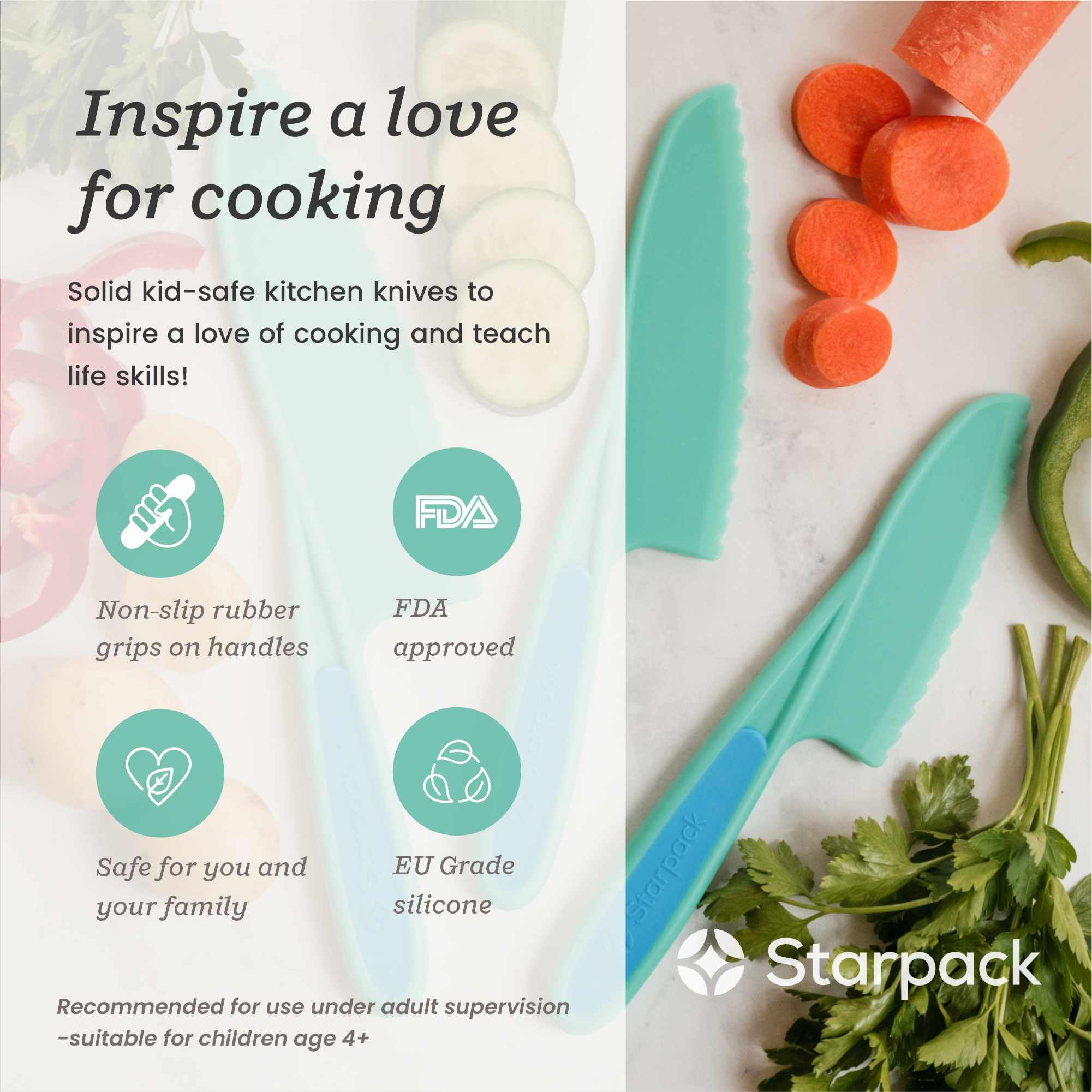 StarPack Finger Loving upgraded silicone colors for durable, stylish kitchen tools.
