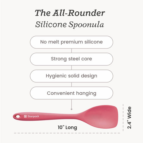StarPack Home spoonula withstands up to 600°F for high-heat cooking.