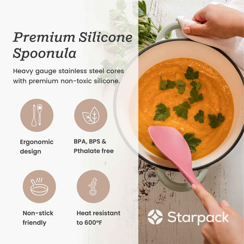 StarPack Home All Rounder in action, stirring sauces without scratching nonstick cookware.