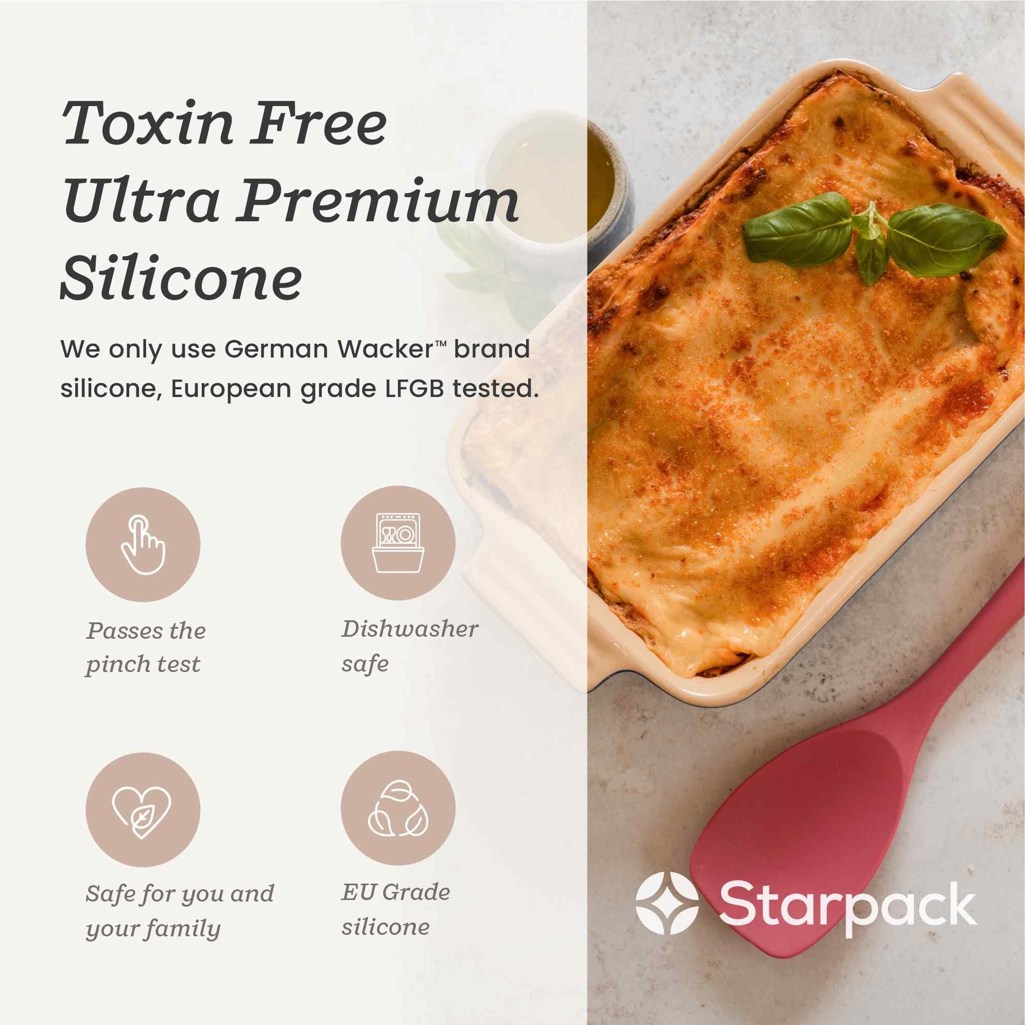 StarPack Home spoonula features a stainless steel core with silicone outer layer.
