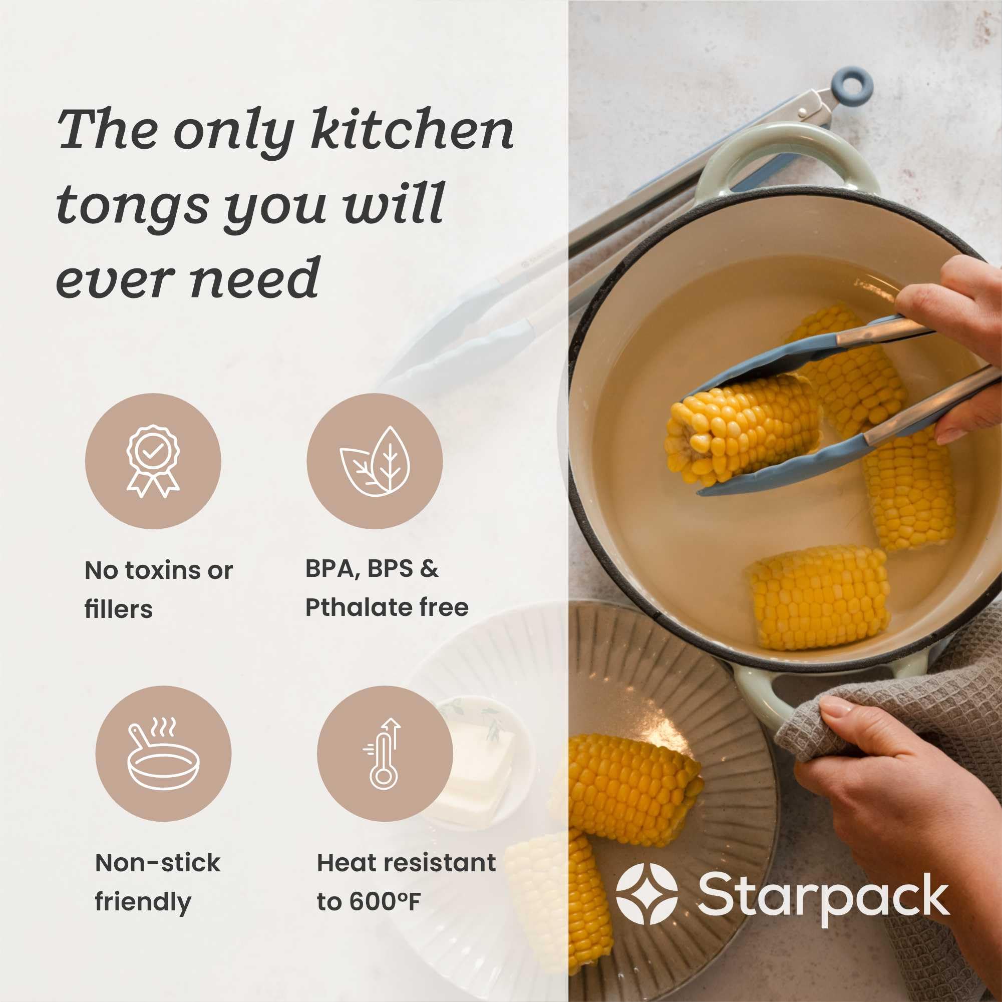 StarPack Home Get a Grip 12-inch tongs extend reach for grilling and serving.