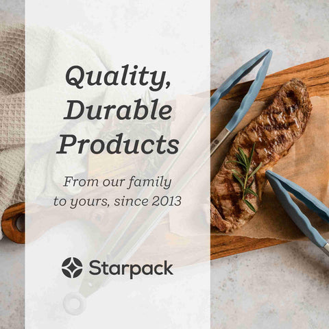 StarPack Home locking mechanism keeps tongs closed for easy storage.