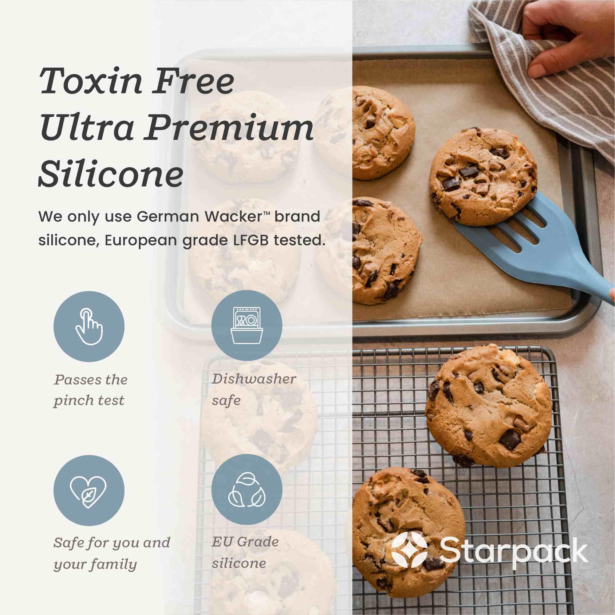 StarPack Stir and Serve dishwasher-safe utensils for easy cleaning.