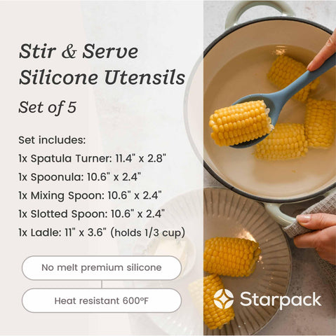 StarPack Stir and Serve silicone soup ladle for serving soups.