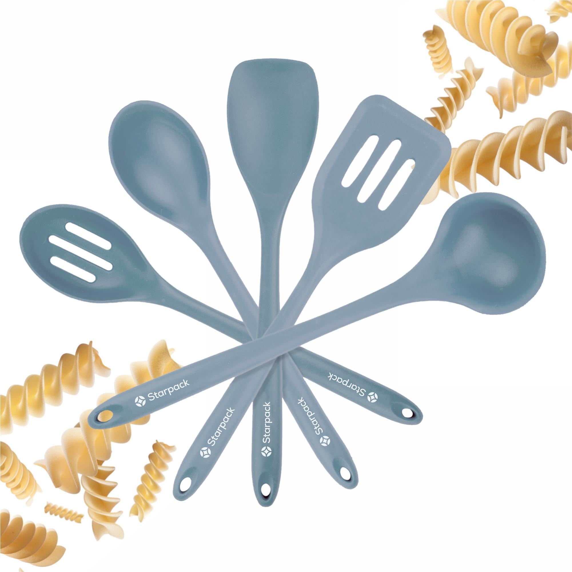 StarPack Stir and Serve spatula-turner on nonstick pan, heat resistant.