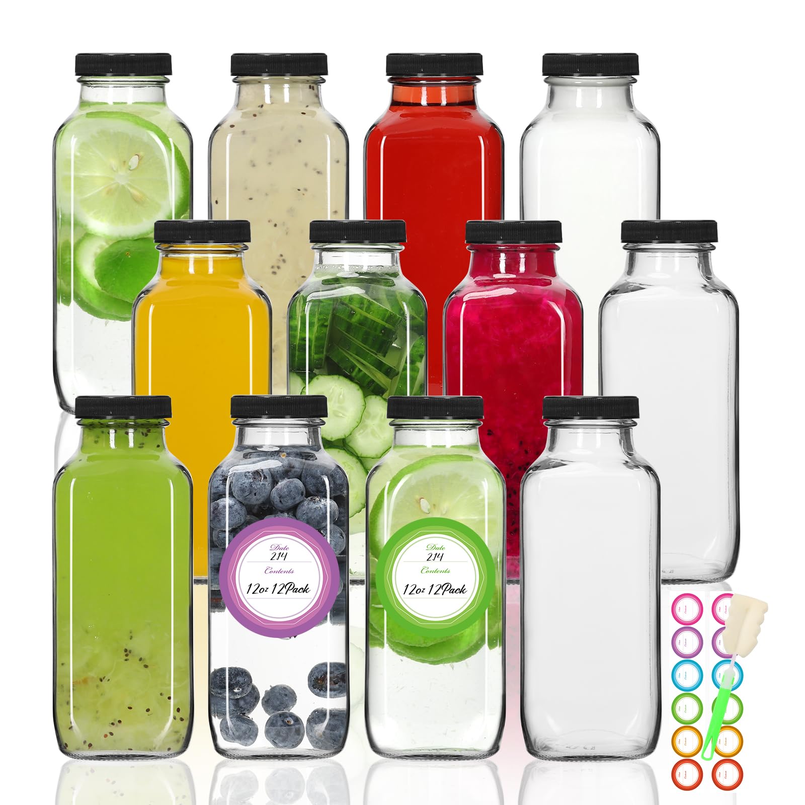 STARSIDE 12 oz square bottle front view with sturdy glass and clear content cues.