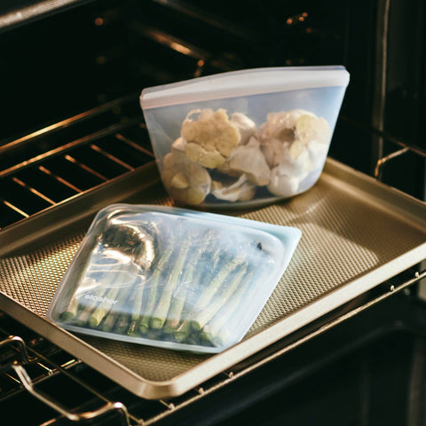Stasher bag is dishwasher safe for easy cleanup.